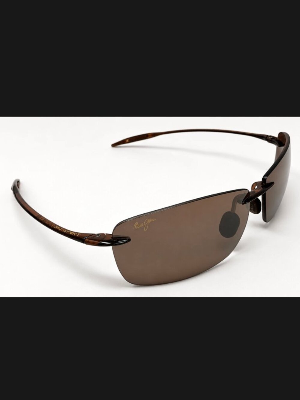 Maui Jim Lighthouse H423-26 65mm Brown Root Beer Polarized Rimless Sunglasses
